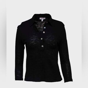 Goldie Black Classic Henley Button Down Shirt / Polo - size L